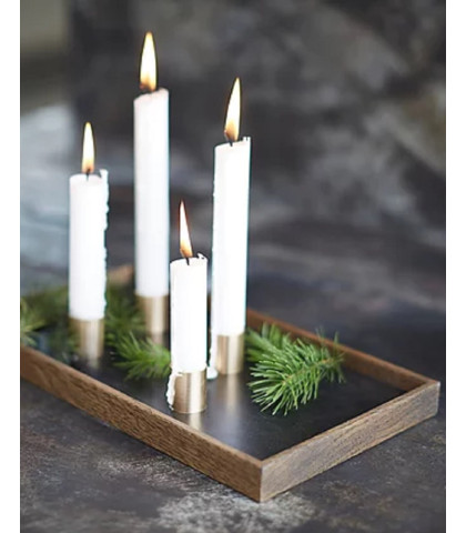 Elegant bakke med magnetisk plade og lysestager til at stå fast på pladen. The Oak Men Candle Tray