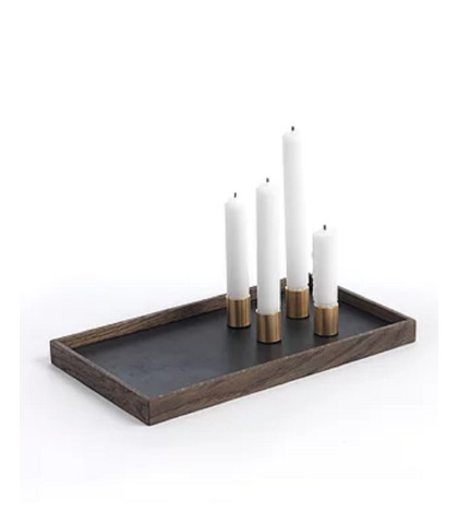 Candle Tray de luxe med messing lysestager - The Oak Men bakke med lysestager