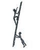 Stigefiguren som symboliserer hjælp - en glad og positiv metalfigur fra Speedtsberg