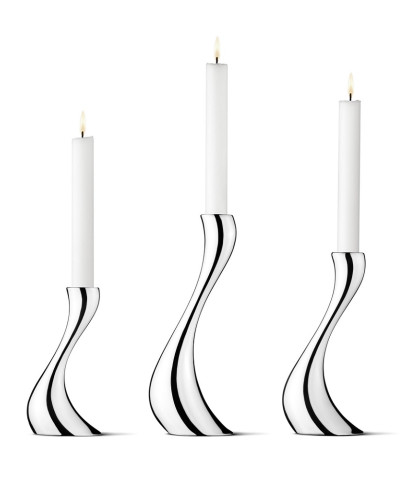 Sæt med 3 smukke Cobra lysestager fra Georg Jensen - Cobra lysestager med lys