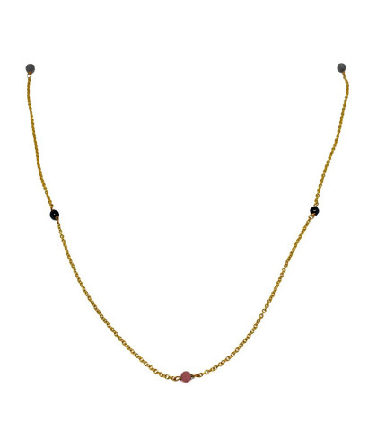Elegant halskæde med fine små pastelfarvede perler. Forgyldt halskæde fra Aqua Dulce
