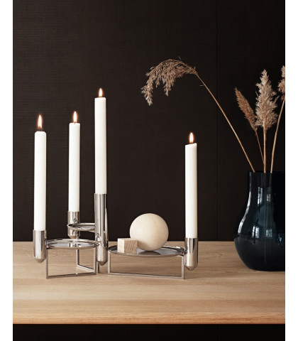 Elegant Tunes lysestage til fire lys og med tre små bakker. Georg Jensen lysestage
