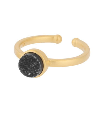 Unik og speciel Pernille Corydon fingerring. Meget smuk ring med en sort Druzy sten