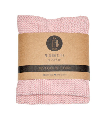 Strikkede klude i glad lys pink farve. By LOHN klude - sampak med 2 stk. light pink klude fra By LOHN