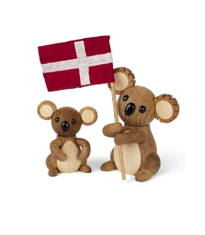 Et festligt makkerpar. Koala bjørn i træ med et flag i armene - Spring Copenhagen