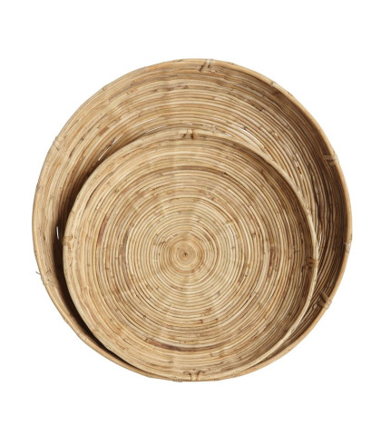 Runde fade med høj kant - runde dekorationsfade i bambus og rattan. House Doctor bakkesæt