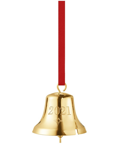 Georg Jensen juleklokke med det traditionelle røde bånd. Stilfuldt julepynt 