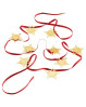 Stilfuld juleguirlande fra Georg Jensen. Guirlande med 9 forgyldte stjerner på rødt bånd
