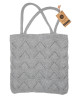 Grå shopping net i strikket økologisk bomuld - By Lohn strikket net med mønster
