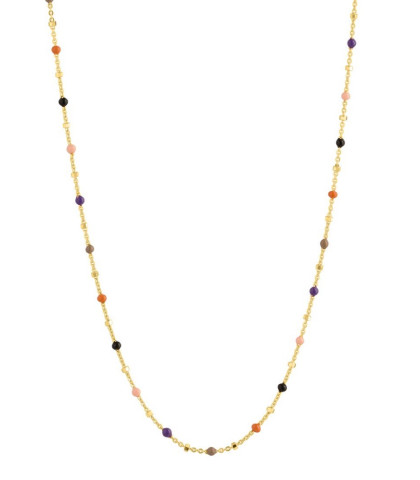 Enkel og elegant halskæde med fine emaljekugler i lækre efterårsfarver. Aqua Dulce halskæde i forgyldt sølv.