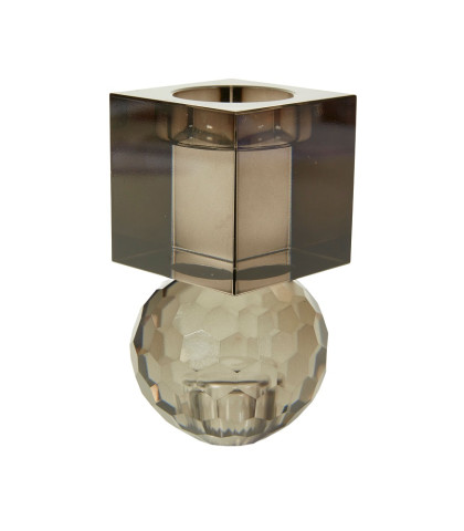Moderne lysestage i mørkegråt glas. Vendbar Speedtsberg lysestage som passer både til fyrfadslys og kronelys