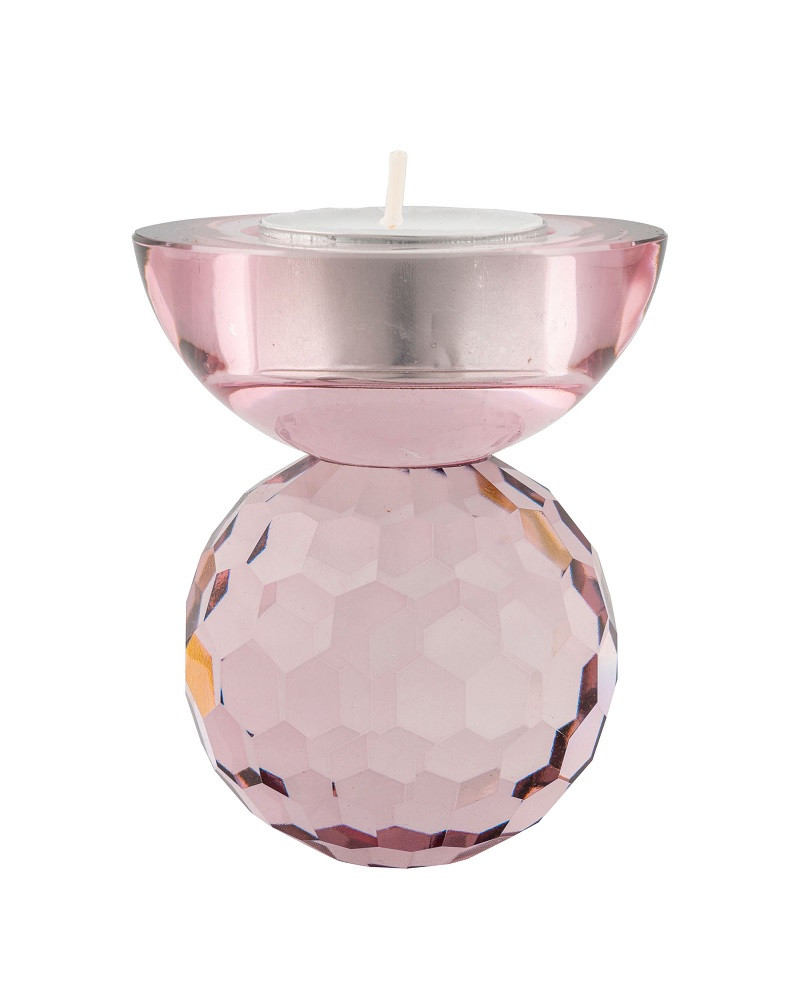 Rejsebureau opbevaring krave House Nordic fyrfadsstage i rosa farvet glas - stilfuld lysestage