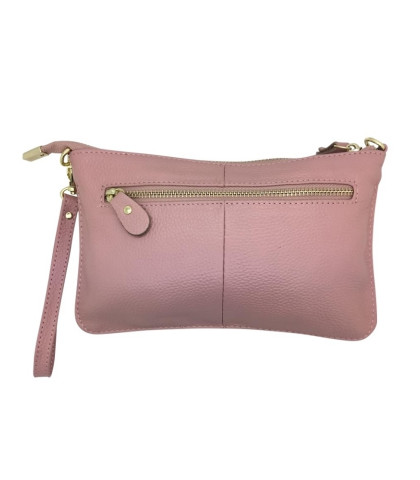 Feminin og skøn rose-farvet læderclutch fra Just D'Lux. Pift outfittet op med en praktisk og stilfuld læderclutch.