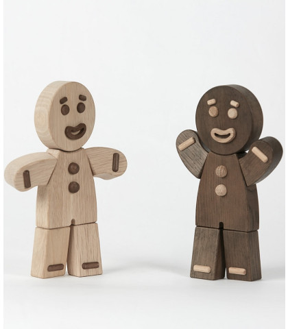 Skønne træfigurer fra BoyHood Design. Gingerbread Man i egetræ og røget egetræ