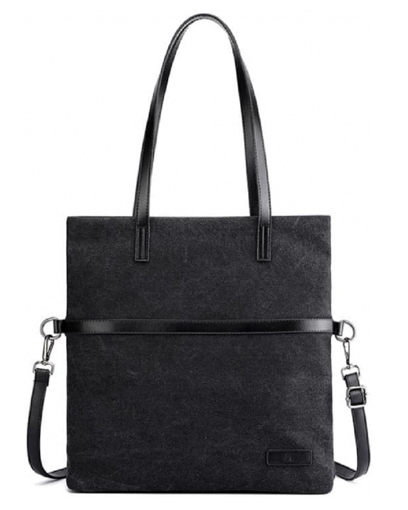 Just D'Lux shopper taske i sort kanvas med fine