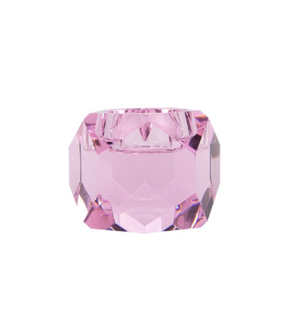 Meget smuk og elegant fyrfadsstage i pink krystalglas. Taks fyrfadsstage fra House of Sander.