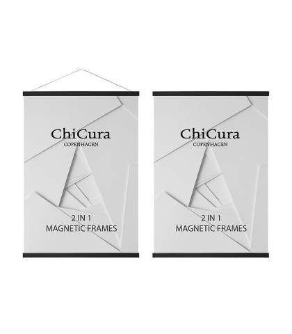 Stilfuld sort magnetramme fra ChiCura - magnetramme der passer til A3 plakater i lodret format