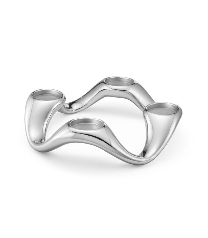 Rund lysestage fra Georg Jensen. Lysestage med plads til 4 bloklys - rund lysestage til hele året, også advent.