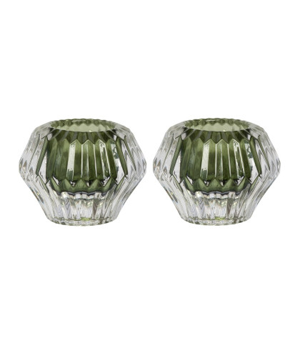 Speedtsberg glaslysestager som kan vendes - glasstager i en lækkert mørkegrøn nuance.