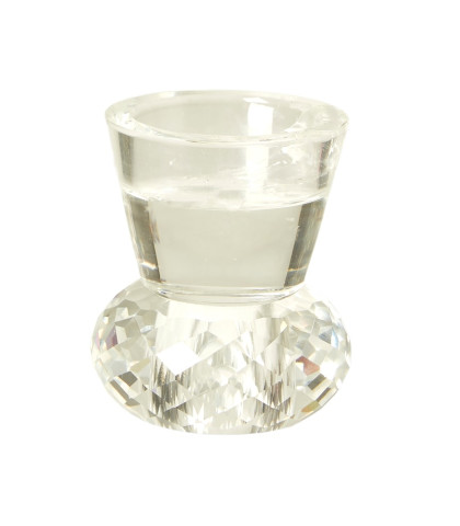 Elegant glasstage i klart glas. Speedtsberg vendbar lysestage til kronelys og fyrfadslys