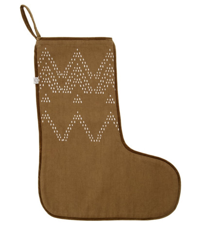 House Doctor julesok i skøn brun farve med hvidt mønster. Noel julesok med god plads til kalendergaver