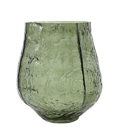 Høj grøn glasvase fra House Doctor. Mundblæst grøn glasvase.
