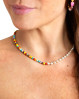 Beaded halskæde med 2 sider - en side med farvede perler og en side med hvide perler
