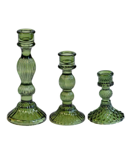 Sampak med 3 grønne Speedtsberg glasstager i forskellig højde