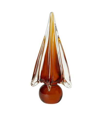 Stilfuld glasfigur udformet som et træ. Amberfarvet glasfigur fra Speedtsberg.