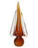 Glasfigur udformet som et træ. Amberfarvet glasfigur fra Speedtsberg.