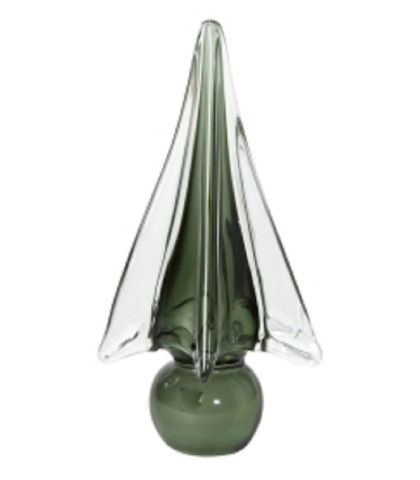 Glasfigur udformet som et træ. Glasfigur med grønt glas og klart glas. Speedtsberg glasfigur med unikke detaljer.
