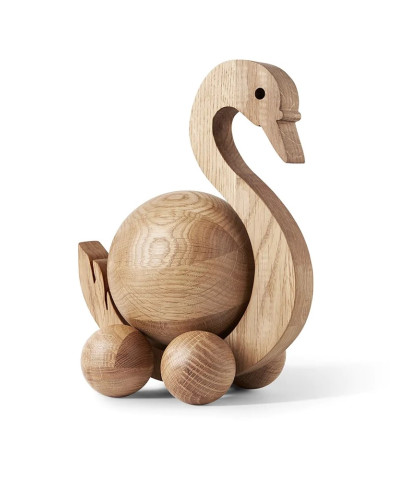 Spinning Swan fra ChiCura. Svane-træfigur med en kugle på ryggen