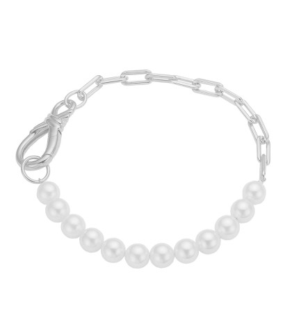 Chunky armbånd med hvide ferskvandsperler og en sølvkæde. Aagaard smykker - Pearl Links armbånd med sølvkæde og kraftig lås.