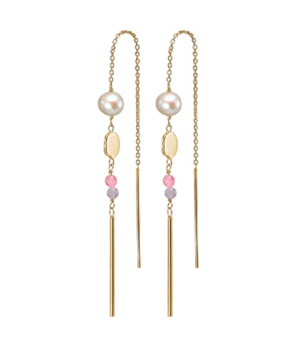 Kranz & Ziegler ørekæder med pink og lilla farvede perler. Perfekte øreringe til sommerens outfit.