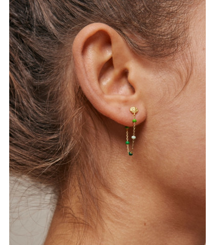 Fine øreringe som du kan mixe både med mindre og større øreringe. Enkel og fine Lola øreringe med grønne emaljekugler.