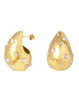 Szhirley øreringe - store dråbeformede øreringe fyldt med små hvide perler på overfladen