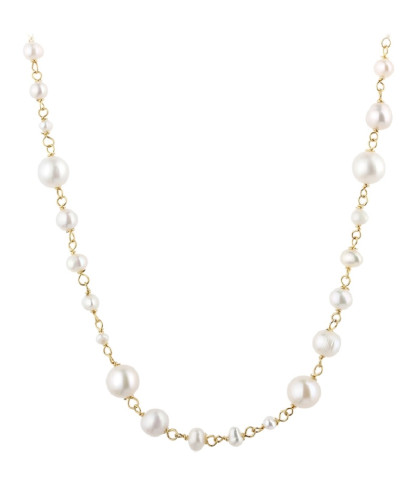 Elegant Aqua Dulce halskæde med hvide ferskvandsperler fordelt rundt på kæden. En klassisk halskæde med perler som altid er moderne.