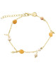 Aqua Dulce armbånd med feminine detaljer. Golden Chain forgyldt armbånd med perler og små fine vedhæng