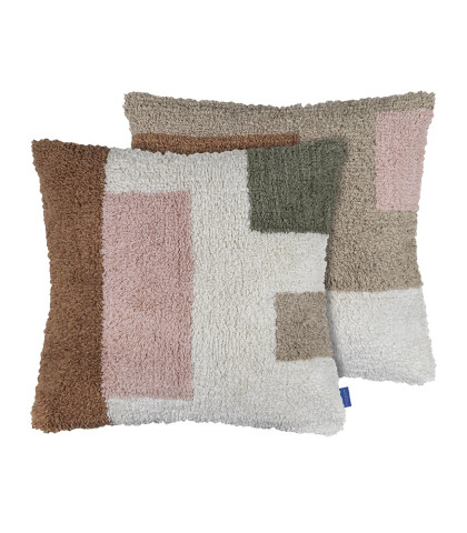 Pudebetræk med de skønneste farvekombinationer. Mette Ditmer Brick pudebetræk med tufted overflade giver en skønt look