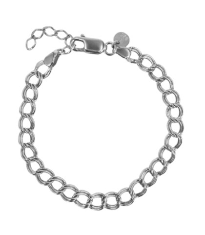 Rustikt armbånd med dobbeltled. Aqua Dulce sølvarmbånd
