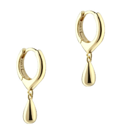 Aqua Dulce hoops med dråbe hængende ned fra. Glatpolerede forgyldte øreringe