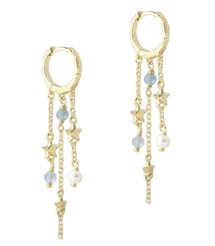 De smukkeste hoops fra Aqua Dulce. Stella Blue Hoops i forgyldt sølv. Rustikke hoops med det smukkeste vedhæng
