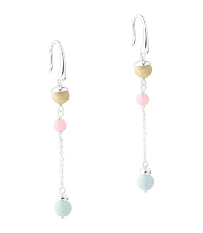 Sølv ørekroge med det fineste og feminine vedhæng. Morganite Dream øreringe fra Aqua Dulce i sterling sølv.