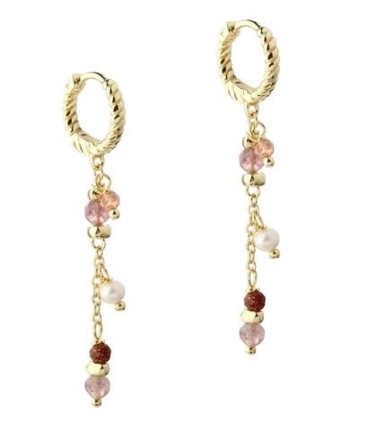 Feminine hoops med det fineste vedhæng med elegante detaljer. Aqua Dulce Peachy hoop i forgyldt sterling sølv.