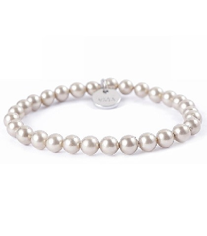 Smukt og feminint brunligt elastikarmbånd - smukke perler