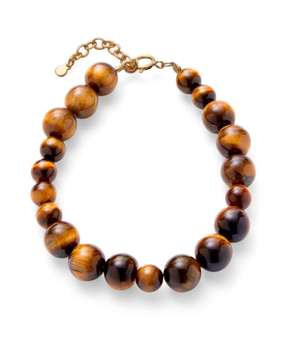 Pernille Corydon armbånd fra Earth serien. Smukt armbånd med runde Tiger Eye-sten, der hver især er unik