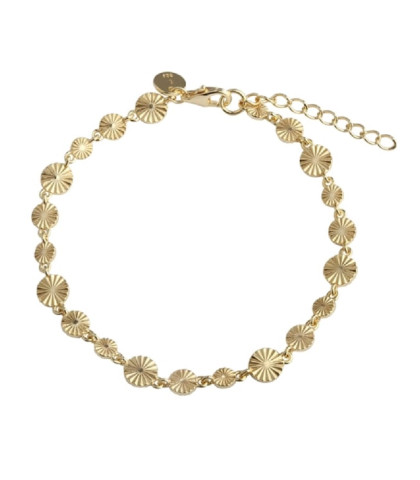 Smukt og elegant Aqua Dulce armbånd. De glimrende facetterede coins giver et eksklusivt, solkysset udtryk. Fremstillet i 925 sterlingsølv med 14 karat guldbelægning for en varm glød.