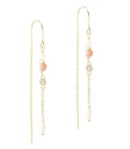 Aqua Dulce øreringe - Sunella Simple, forgyldt er det perfekte valg for dig, der søger et elegant og sofistikeret smykke. Øreringene hænger let fra en slank kædebøjle, hvilket tilfører diskret luksus til ethvert look. Ideelle for dem, der ønsker noget både simpelt, farverigt og raffineret.