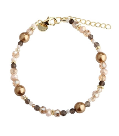 Aqua Dulce Eira armbånd med perler i de skønneste rolige efterårsnuancer - sten og perler i grå og brunlige nuancer.