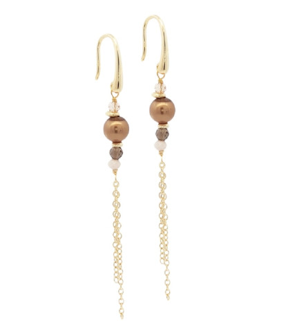 Aqua Dulce Eira Pearl øreringe i forgyldt sølv - Feminine øreringe med naturlige perler og varm glød. Lette og feminine øreringe med et virkelig smukt design.